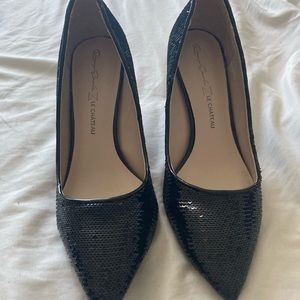 Le Chateau sequin kitten heel pump